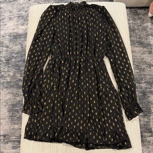 Elegant Black and Gold Long Sleeve Dress